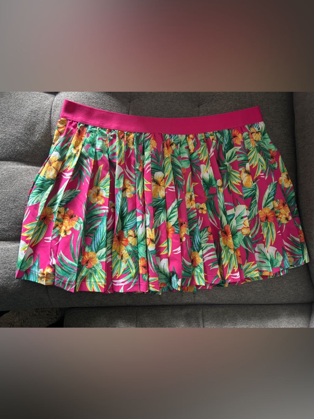 Ideology Hot Pink Floral Pleated Skort